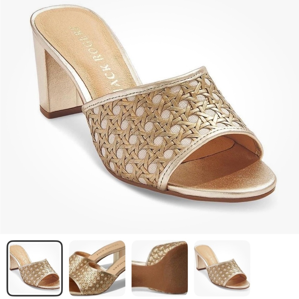 Jack Rogers Merrain Caning Heel Slide Platinum Shoes